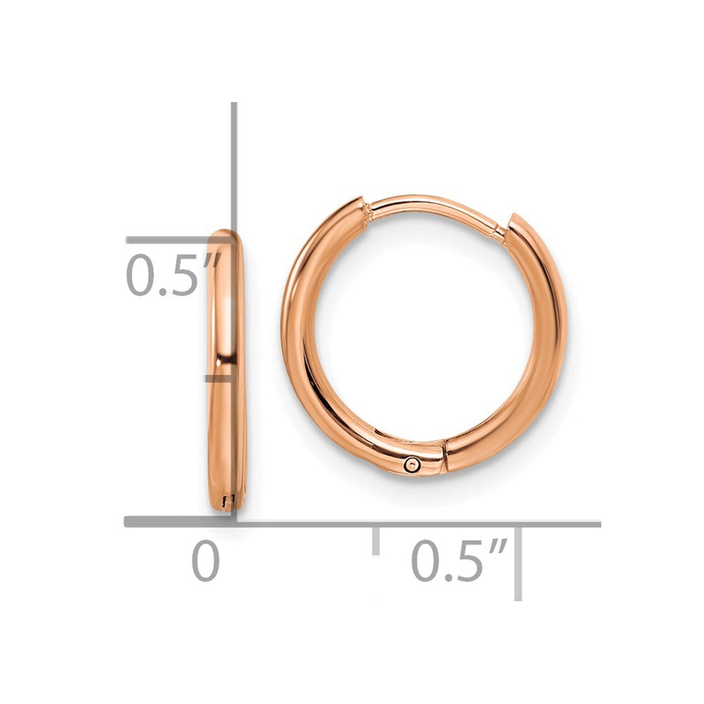 Chisel Stainless Steel Polished Rose IP-plated 1.6mm Hinged Hoop Earrings