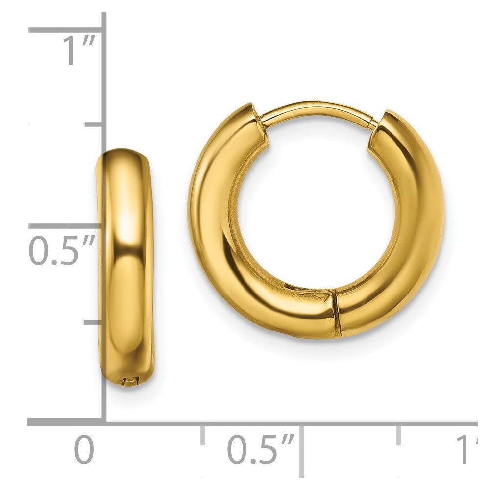 Chisel Stainless Steel Polished Yellow IP-plated 3.5mm Hinged Hoop Earrings