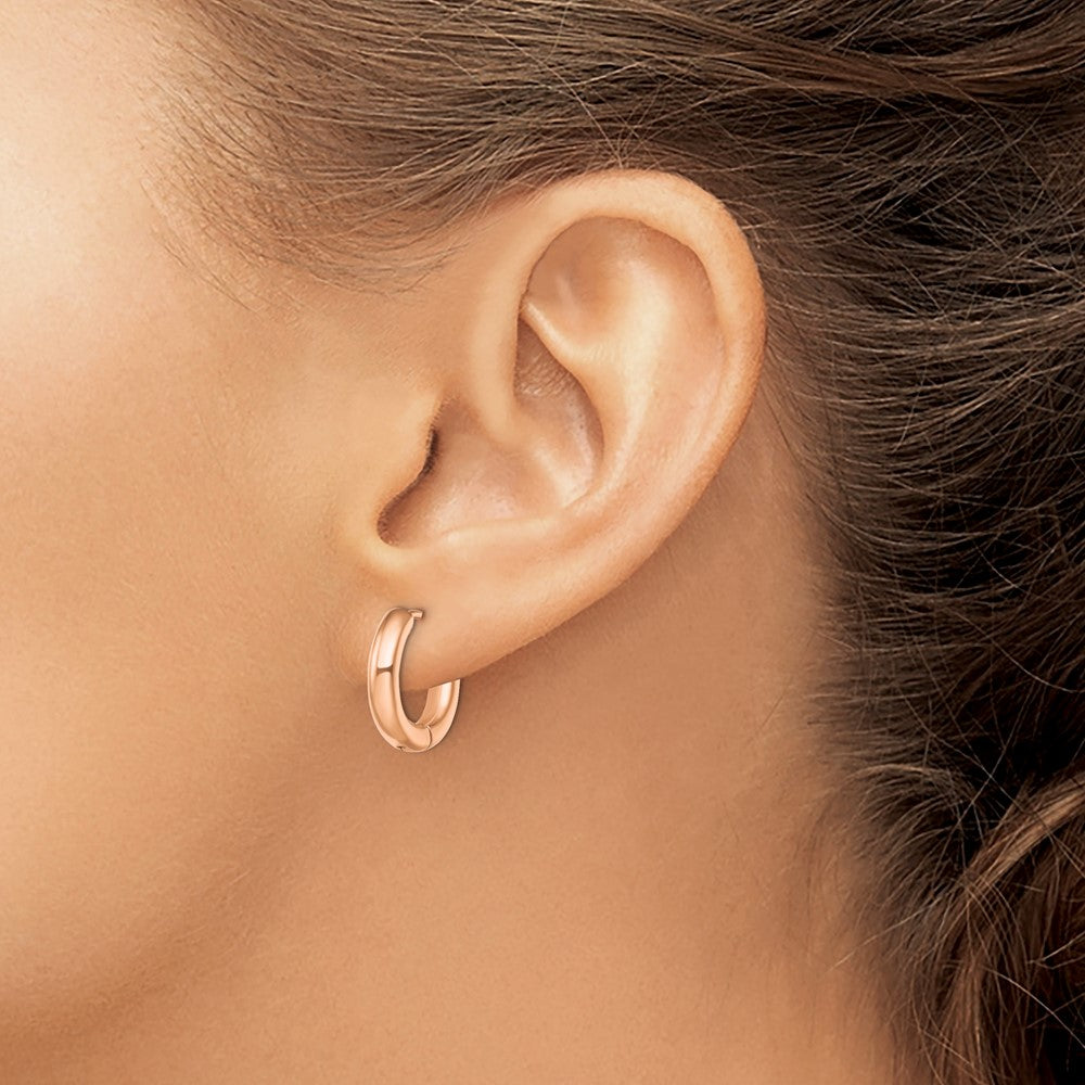 Chisel Stainless Steel Polished Rose IP-plated 3.5mm Hinged Hoop Earrings