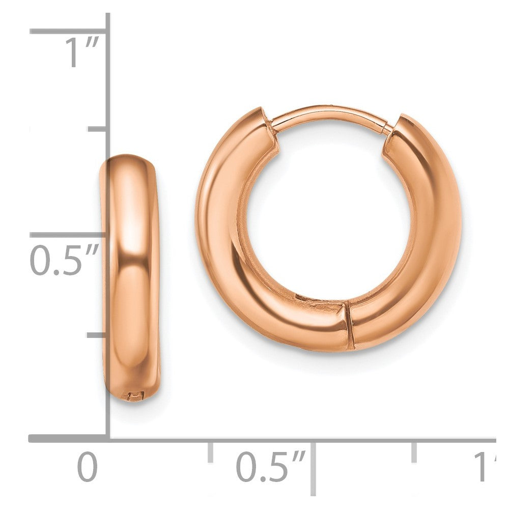Chisel Stainless Steel Polished Rose IP-plated 3.5mm Hinged Hoop Earrings