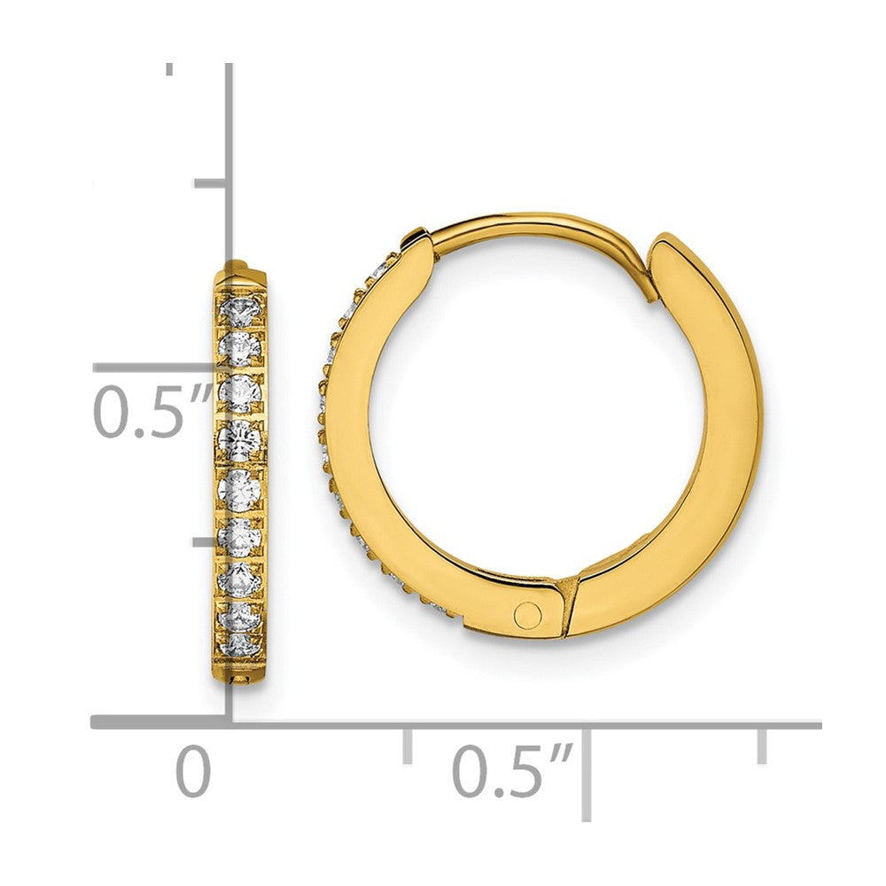 Chisel Stainless Steel Polished Yellow IP-plated with Preciosa Crystal Hinged Hoop Earrings