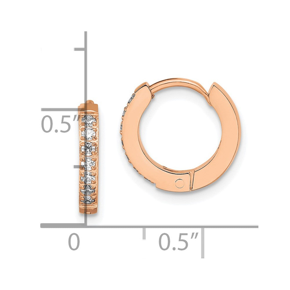 Chisel Stainless Steel Polished Rose IP-plated with Preciosa Crystal Hinged Hoop Earrings