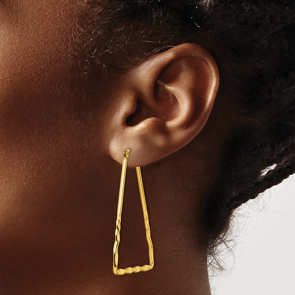 Chisel Stainless Steel Polished Yellow IP-plated Triangular Hoop Earrings