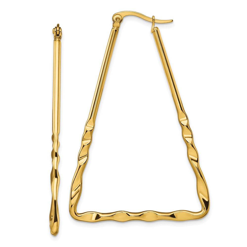 Chisel Stainless Steel Polished Yellow IP-plated Triangular Hoop Earrings
