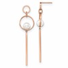 Chisel Stainless Steel Polished Rose IP-plated Simulated Pearl Post Dangle Earring