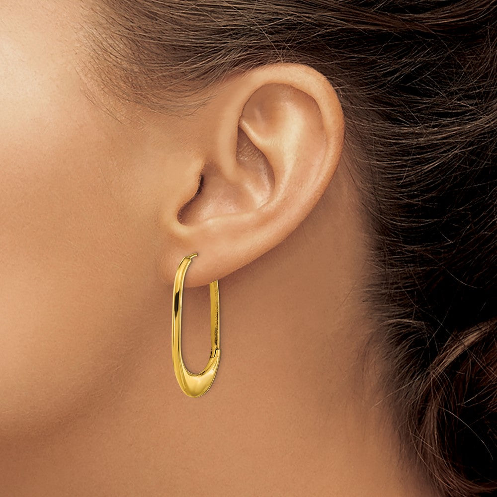 Chisel Stainless Steel Polished Yellow IP-plated Hinged Hoop Earrings