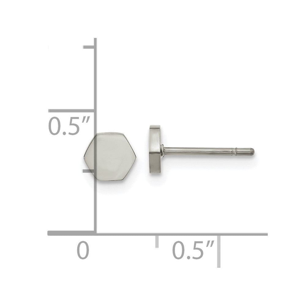 Chisel Stainless Steel Polished Hexagon Post Earrings