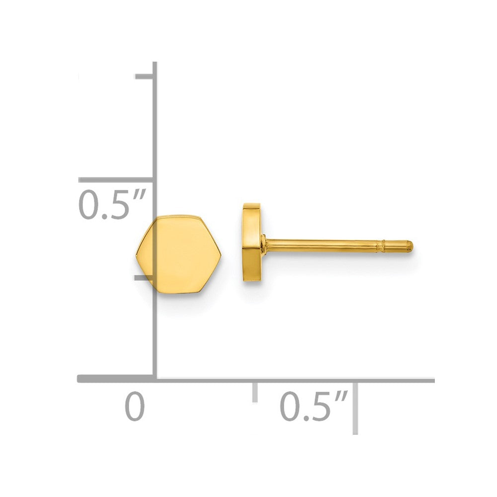 Chisel Stainless Steel Polished Yellow IP-plated Hexagon Post Earrings