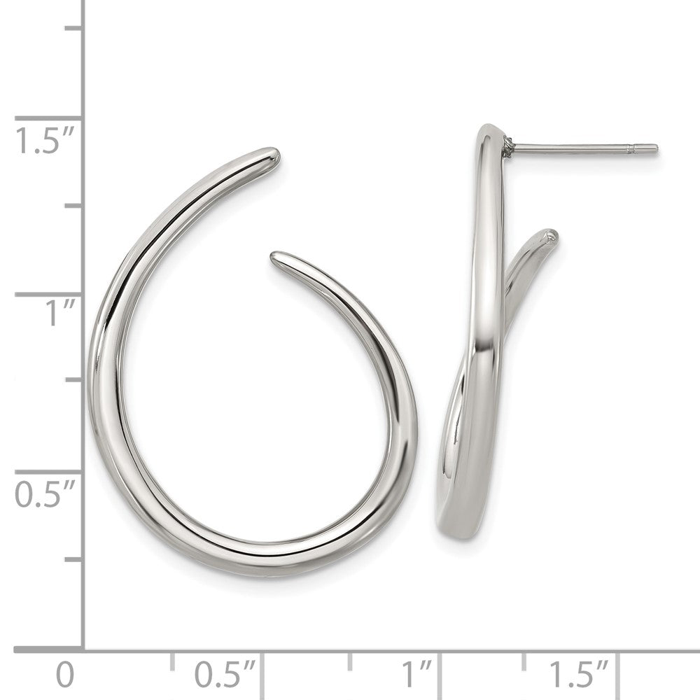 Chisel Stainless Steel Polished Curled Post Hoop Earrings