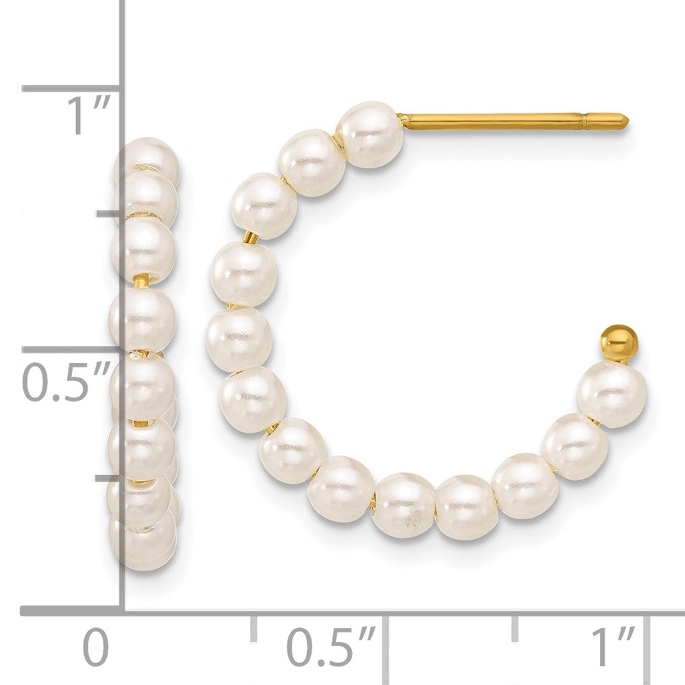 Chisel Stainless Steel Polished Yellow IP-plated White Mother of Pearl J-Hoop Earrings