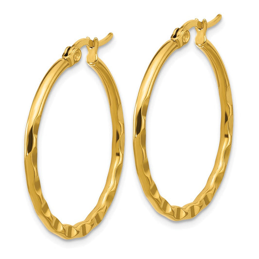 Chisel Stainless Steel Polished Yellow IP-plated Wavy Hoop Earrings