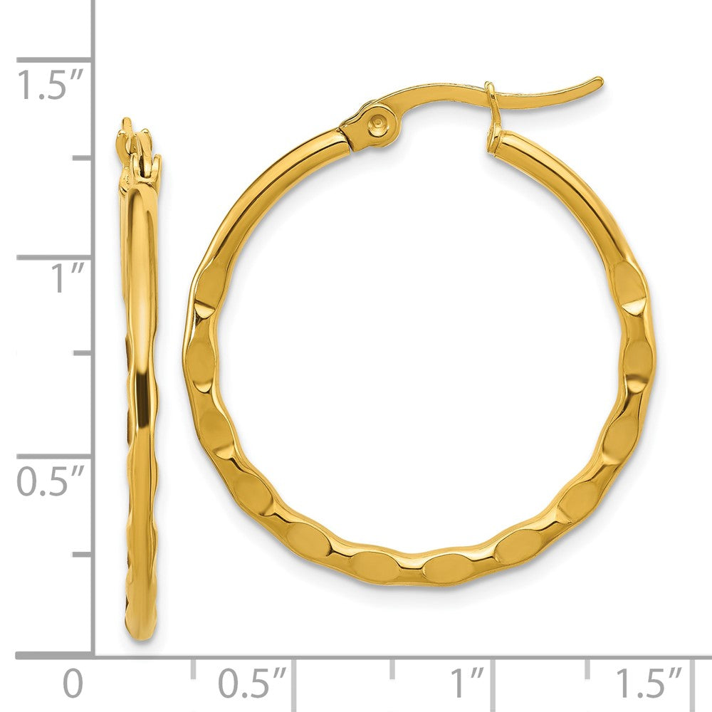 Chisel Stainless Steel Polished Yellow IP-plated Wavy Hoop Earrings