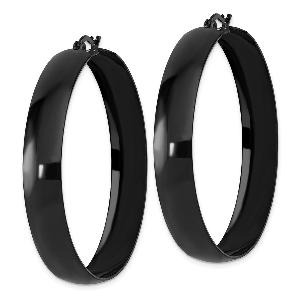 Chisel Stainless Steel Polished Black IP-plated 9mm Hoop Earrings
