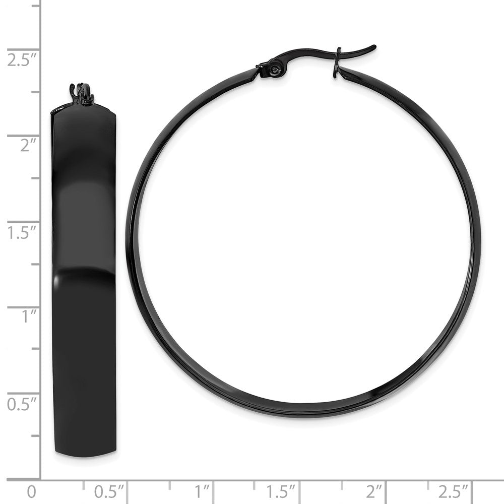 Chisel Stainless Steel Polished Black IP-plated 9mm Hoop Earrings