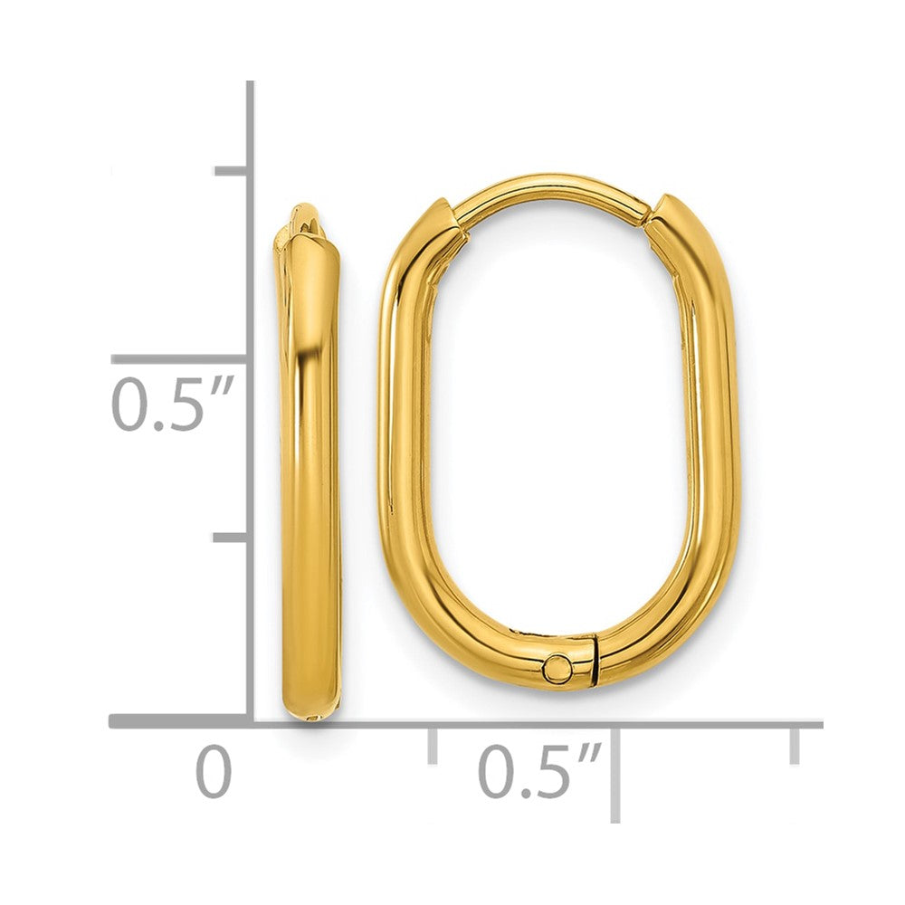 Chisel Stainless Steel Polished Yellow IP-plated Elongated 2mm Hinged Hoop Earrings