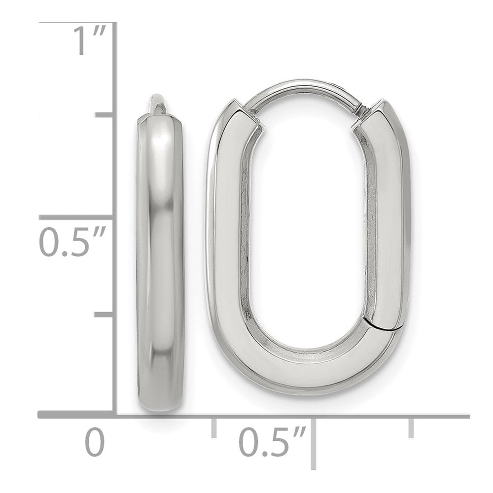 Chisel Stainless Steel Polished Elongated 3mm Hinged Hoop Earrings
