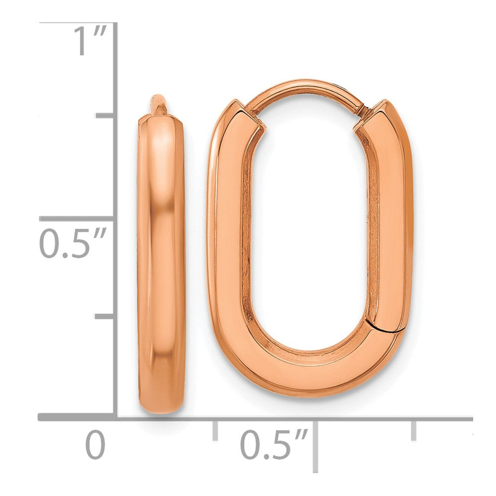 Chisel Stainless Steel Polished Rose IP-plated Elongated 3mm Hoop Earrings
