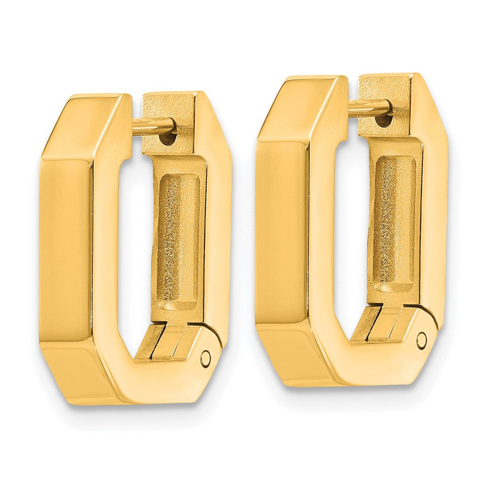 Chisel Stainless Steel Polished Yellow IP-plated Squared Edges 4mm Hinged Hoop Earrings