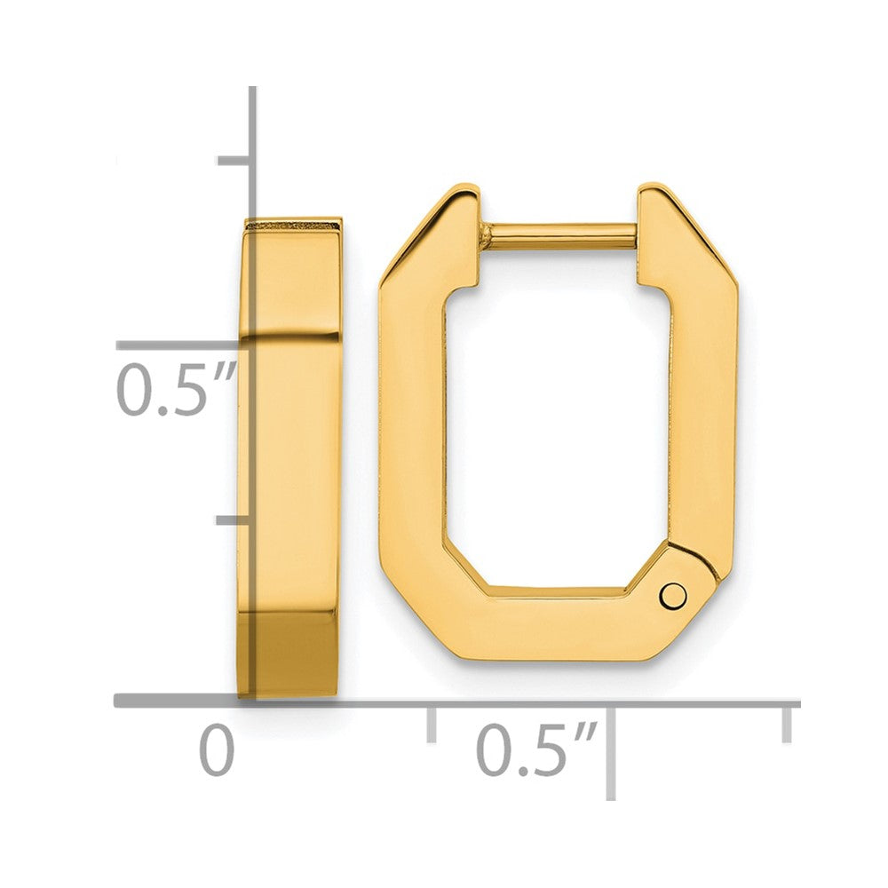 Chisel Stainless Steel Polished Yellow IP-plated Squared Edges 4mm Hinged Hoop Earrings