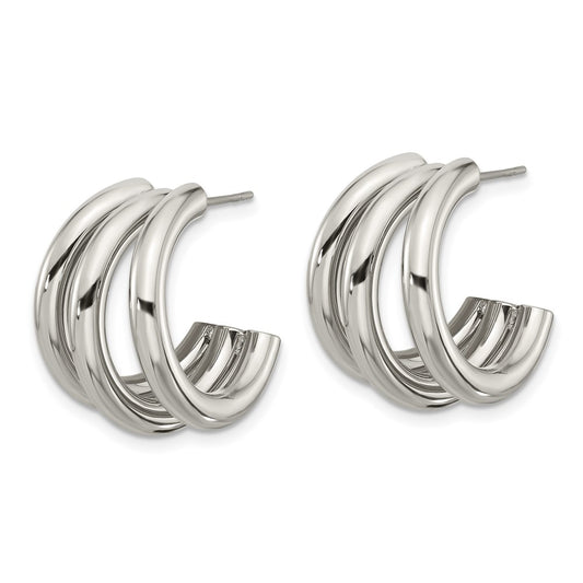 Chisel Stainless Steel Polished J Hoop Post Earrings