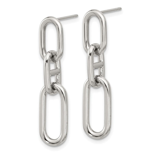Chisel Stainless Steel Polished 9mm Link Dangle Post Earrings