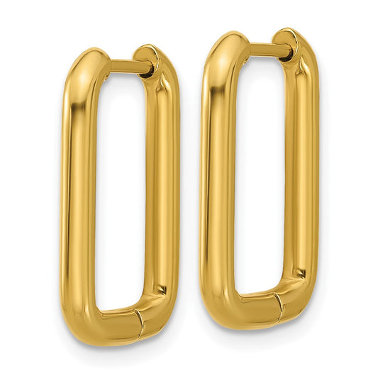 Stainless Steel Polished Yellow IP 2.5mm Square Hinged Hoop Earrings