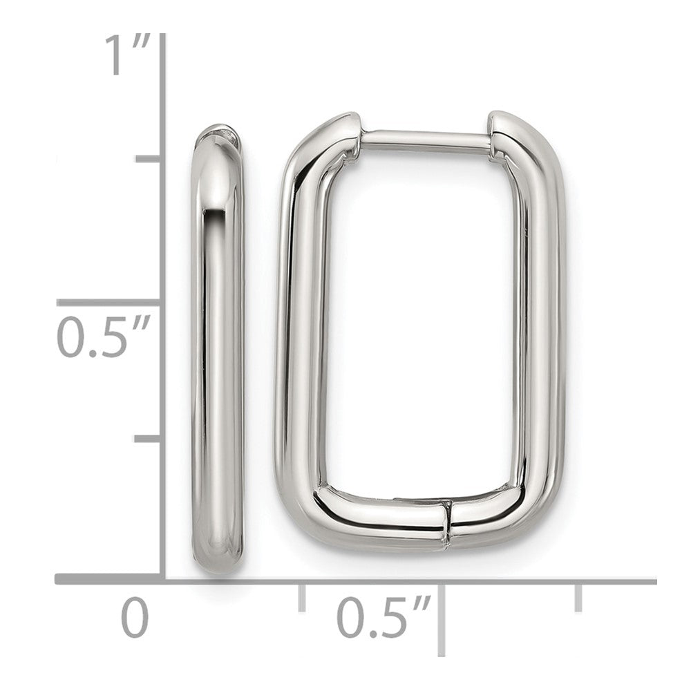 Stainless Steel Polsihed 2.5mm Square Hinged Hoop Earrings