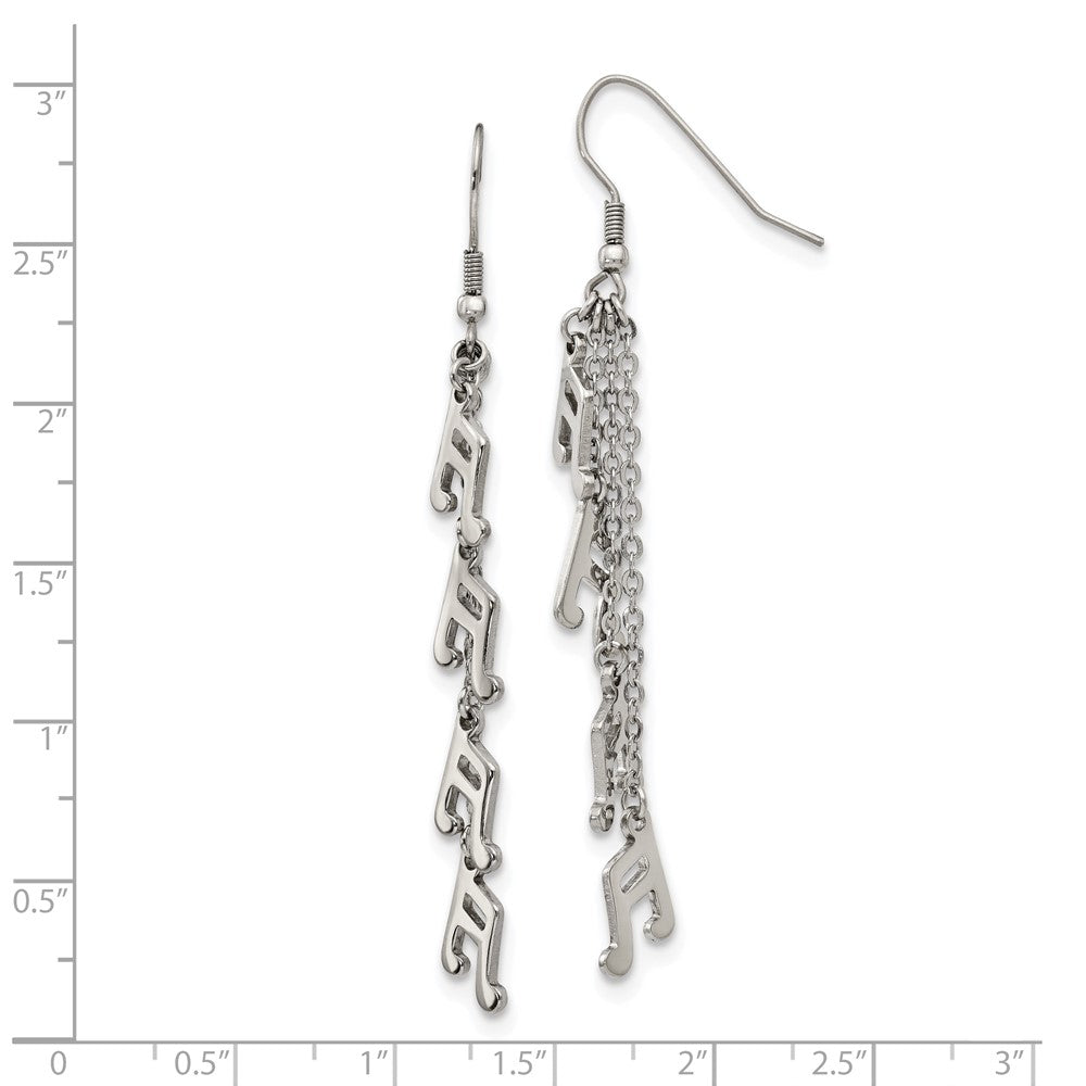 Chisel Stainless Steel Polished Music Note Multi Chain Dangle Shepherds Hook Earrings