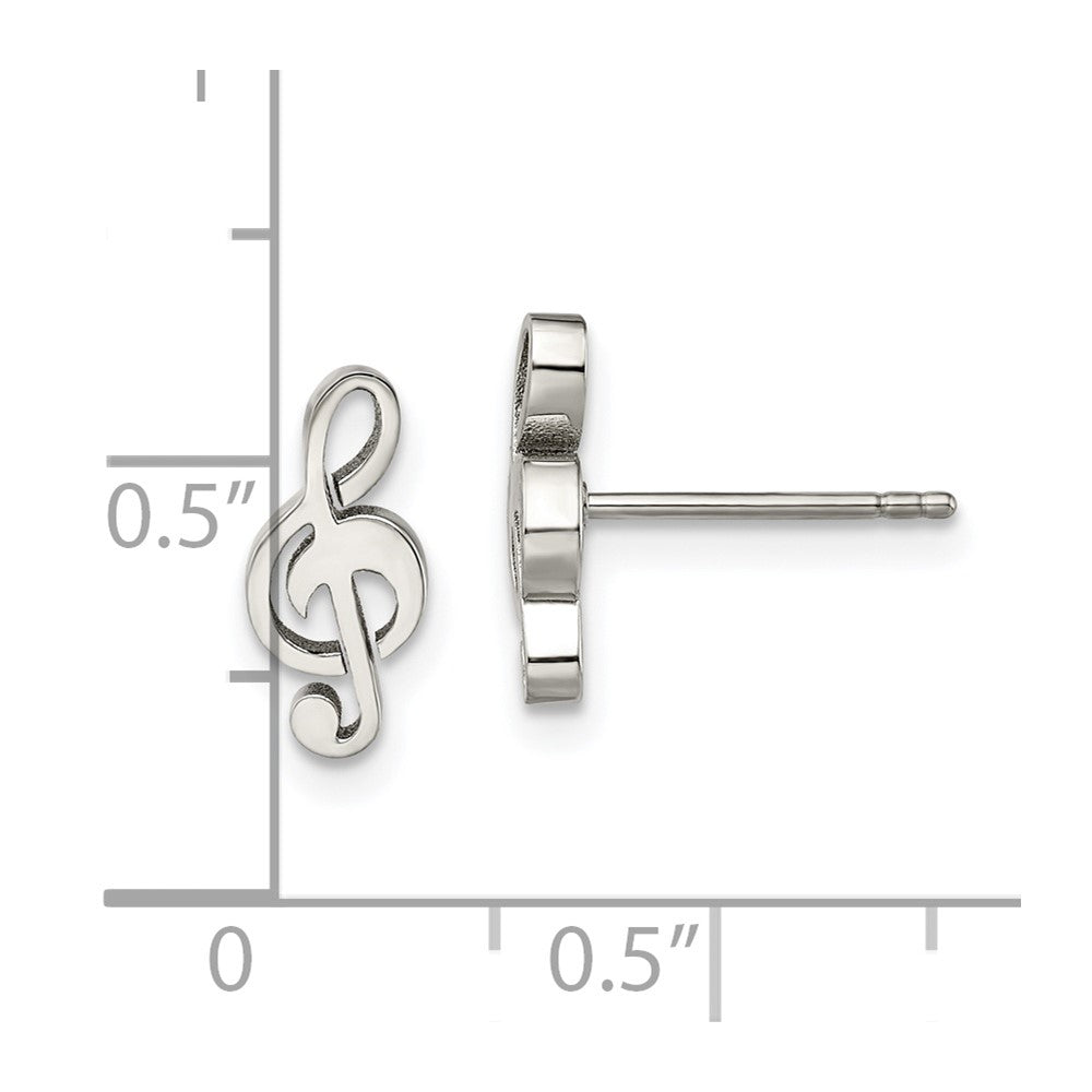 Chisel Stainless Steel Polished Treble Clef Post Earrings