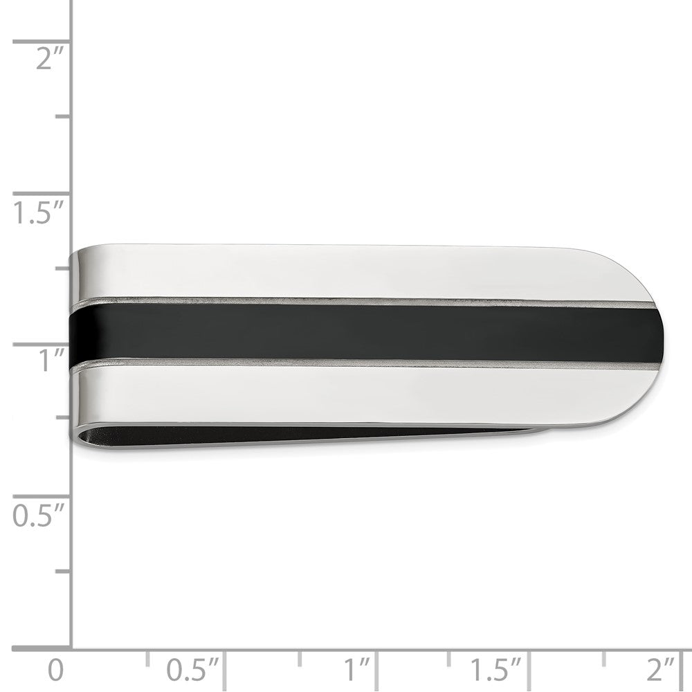 Chisel Stainless Steel Polished with Black IP-plated Center Money Clip