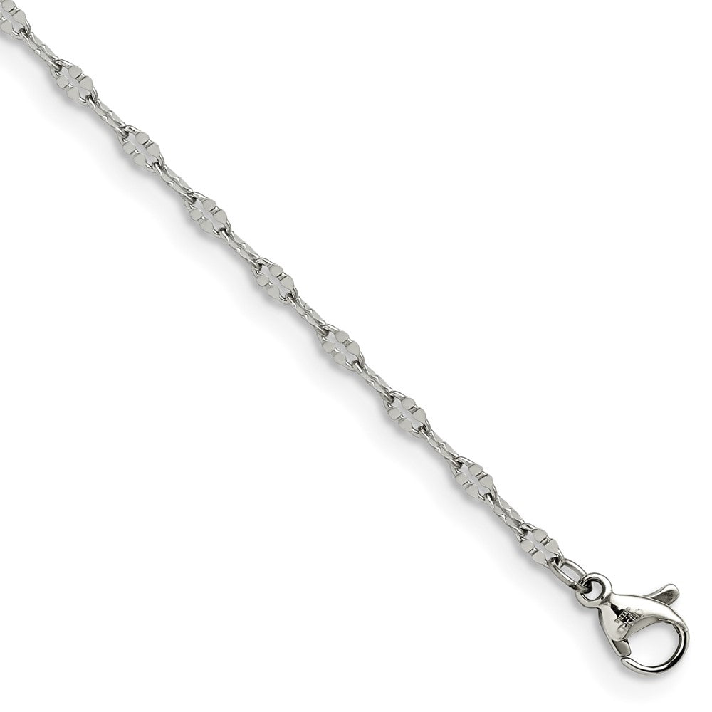Chisel Stainless Steel Polished 9.5 inch Alternate Anchor Link Chain Anklet