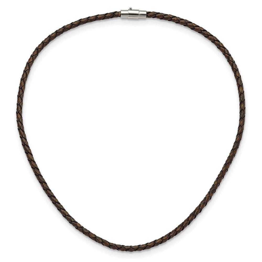 Chisel 4mm Genuine Leather Hexagon Weave 20 inch Necklace