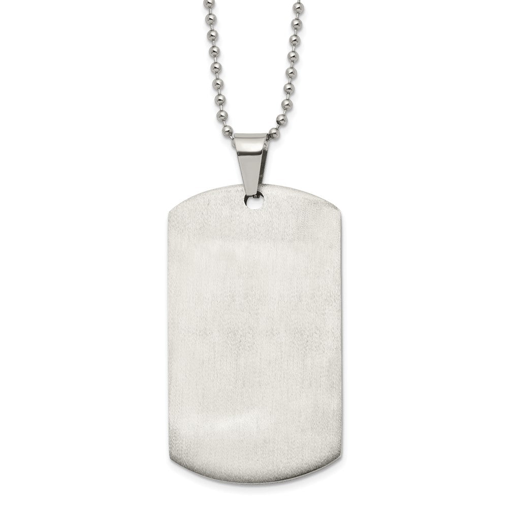Chisel Stainless Steel Brushed and Polished Round Edge XLarge 2mm Dog Tag on a 24 inch Ball Chain Necklace