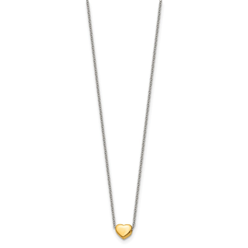 Chisel Stainless Steel Polished Yellow IP-plated Heart on a 16 inch Cable Chain Necklace