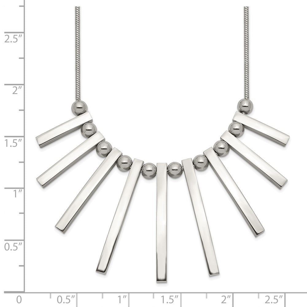 Chisel Stainless Steel Polished Bars and Beads on a 15.75 inch Snake Chain with a 1 inch Extension Necklace