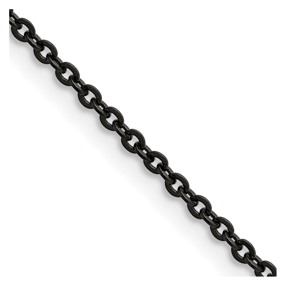 Chisel Stainless Steel Polished Black IP-plated 2.3mm 18 inch Cable Chain