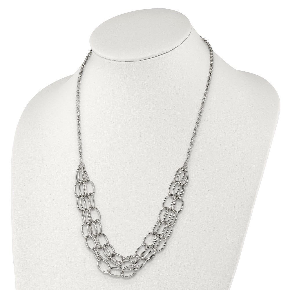 Chisel Stainless Steel Polished Multi Chain 20.5 inch with a 1.75 inch Extension Necklace