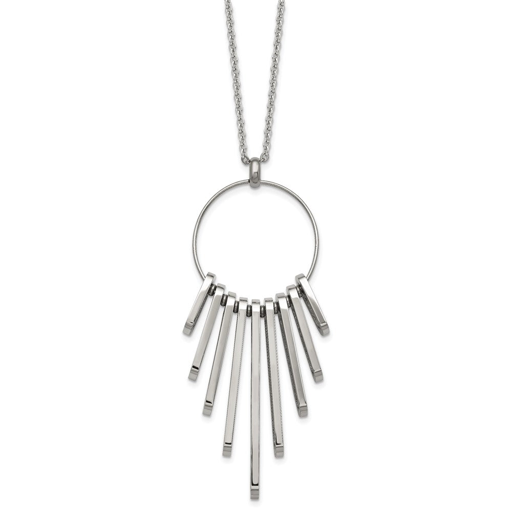 Chisel Stainless Steel Polished Circle with Bars Pendant on a 20 inch Cable Chain Necklace