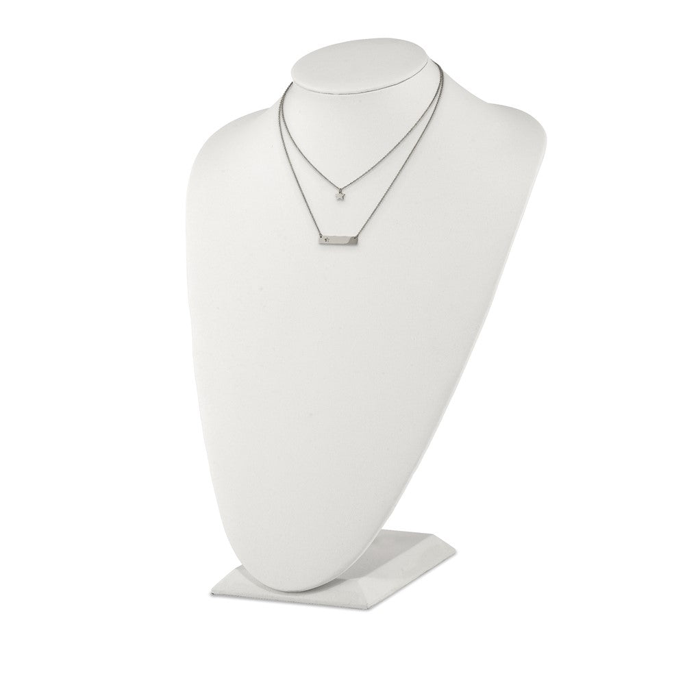 Chisel Stainless Steel Polished Star and Bar Multi Strand 15.5 inch Cable Chain with a 1.5 inch Extension Necklace