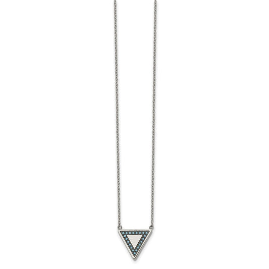 Chisel Stainless Steel Polished with Reconstructed Turquoise Triangle on a 17.75 inch Cable Chain with a 2 inch Extension Necklace