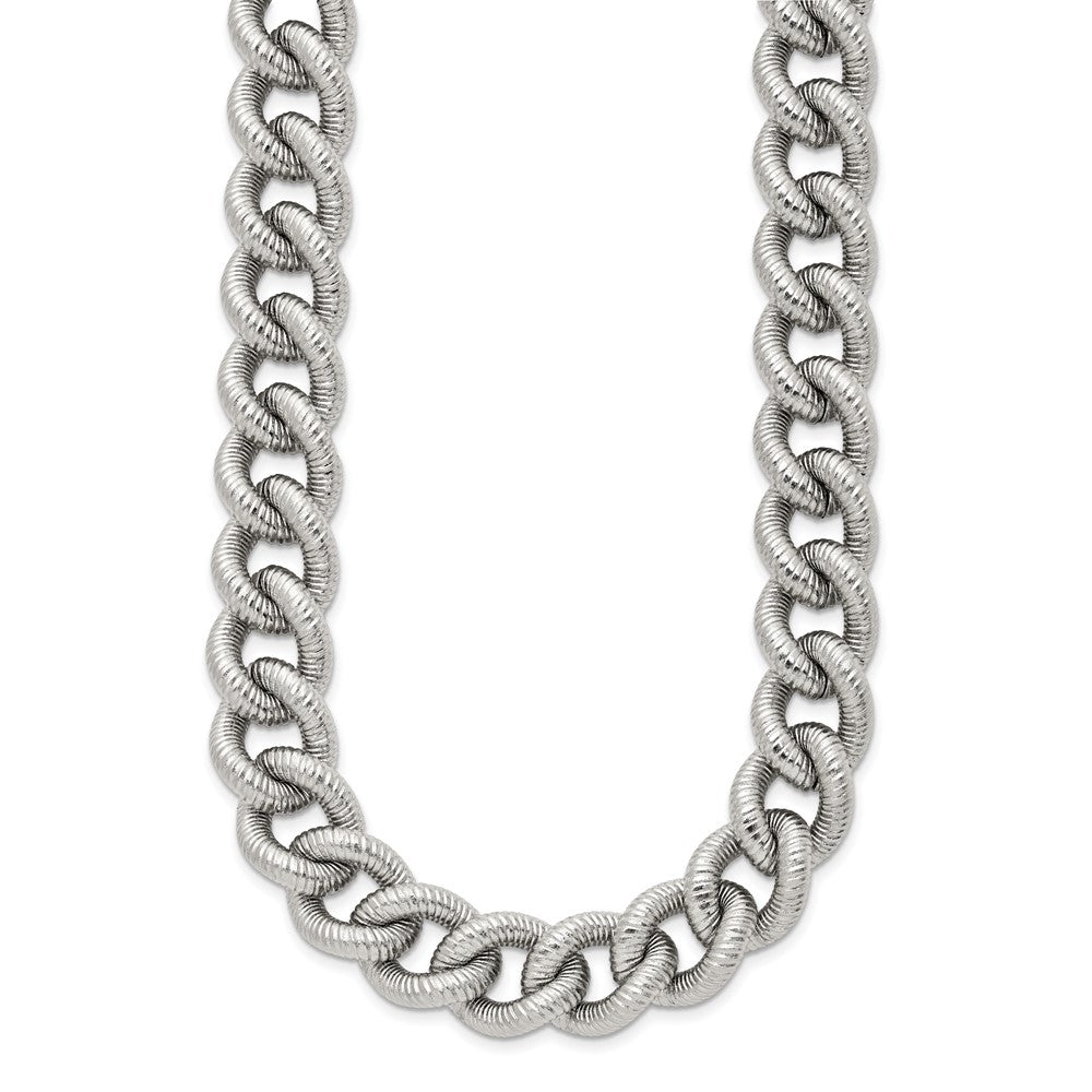 Chisel Stainless Steel Polished and Textured 14.5mm 23.75 inch Curb Chain