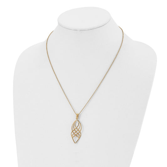 Chisel Stainless Steel Polished Yellow IP-plated Twisted Pendant on a 20 inch Cable Chain with a 2 inch Extension Necklace