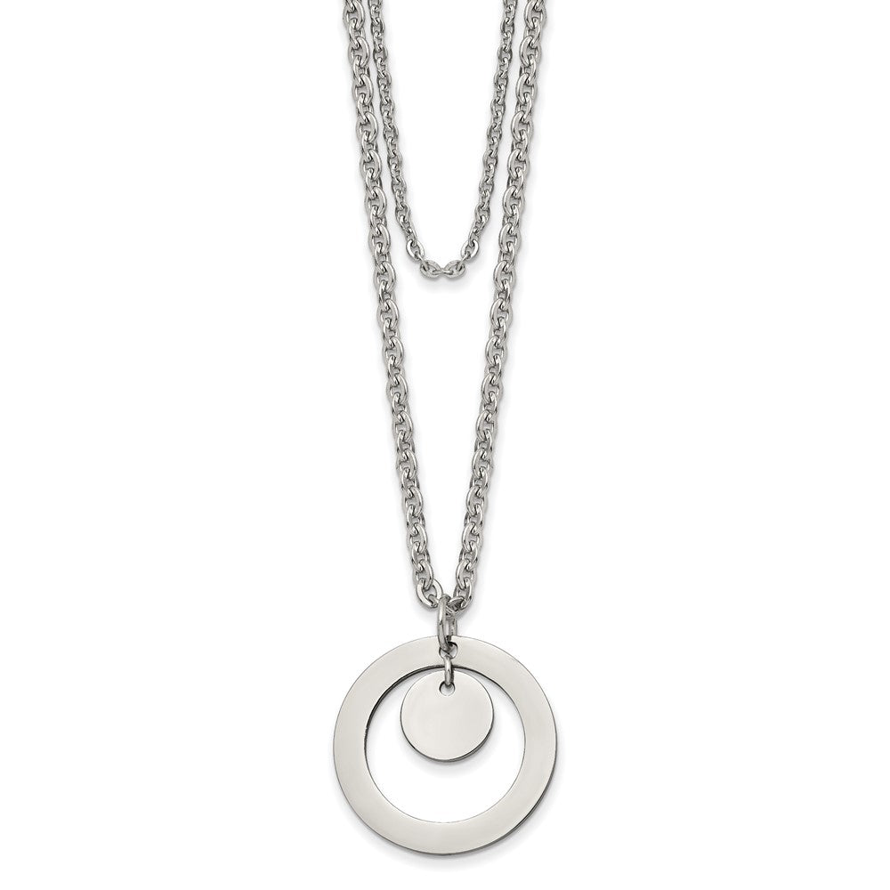 Chisel Stainless Steel Polished 2 Strand Circle and Disc 16.5 inch with 2 inch Extension Necklace