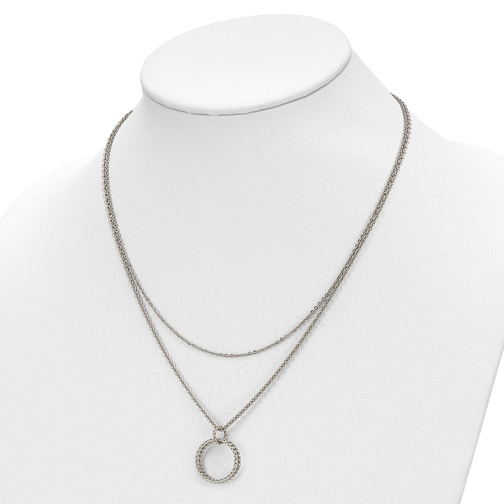 Chisel Stainless Steel Polished 2 Strand Twisted Circles 18.5 inch Necklace