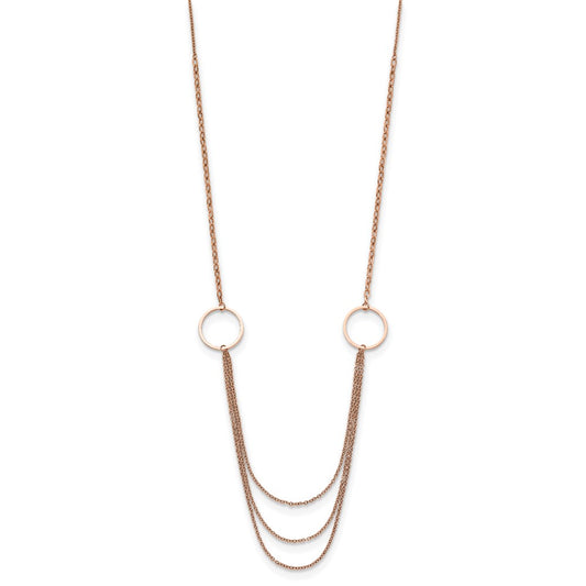 Chisel Stainless Steel Polished Rose IP-plated Multi Chain 35.5 inch Necklace