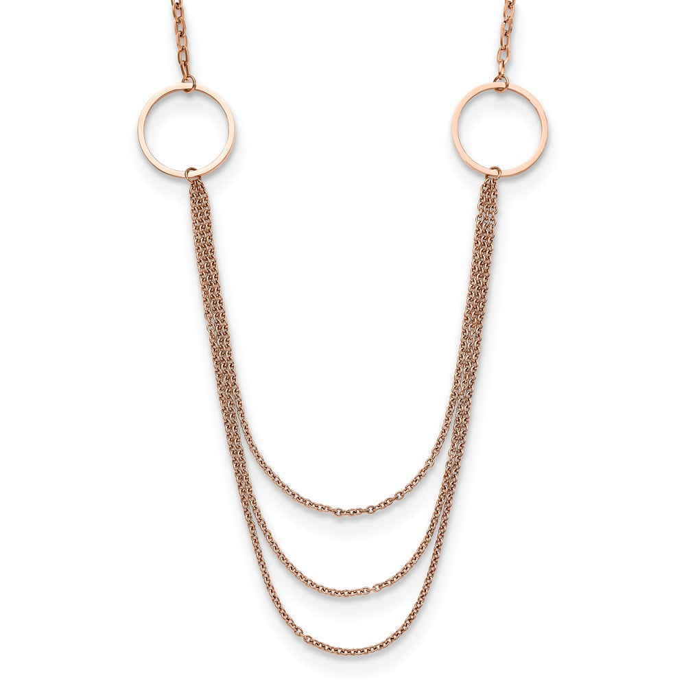 Chisel Stainless Steel Polished Rose IP-plated Multi Chain 35.5 inch Necklace