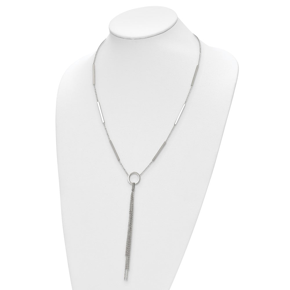 Chisel Stainless Steel Polished Circle with Tassel on a 23.5 inch Cable Chain Necklace