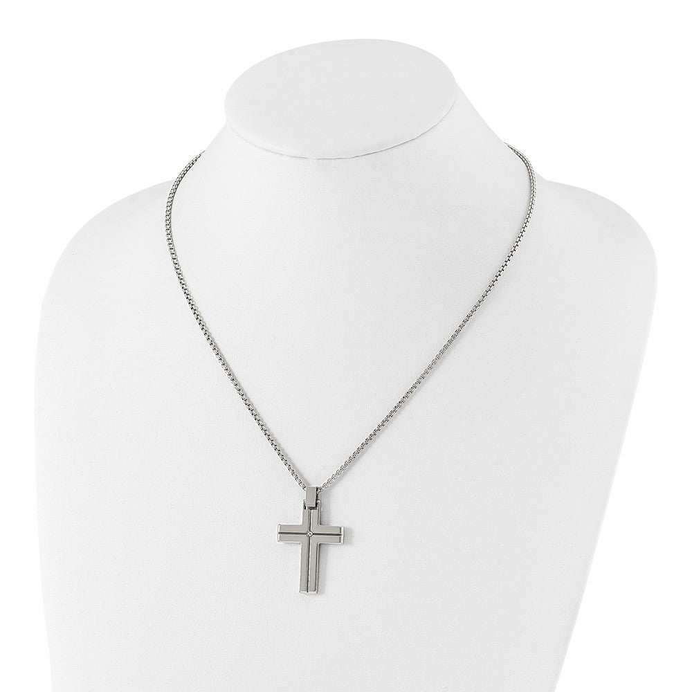 Chisel Stainless Steel Polished Yellow IP-plated Cross Pendant on a 19.5 inch Box Chain Necklace