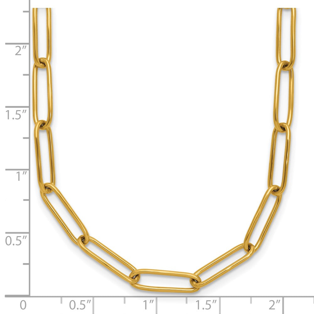 Chisel Stainless Steel Polished Yellow IP-plated Elongated Open Link Paperclip 15 inch Necklace with 2 inch Extension