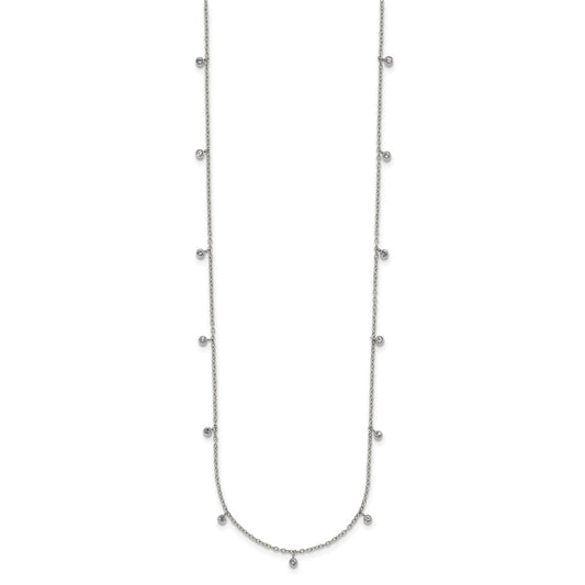 Chisel Stainless Steel Polished Clear Crystal 17.5 inch with 2 inch Extension Necklace